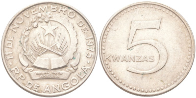 Ангола 5 кванз ND (1977) KM 85 медно-никель 4141-657