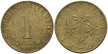 Австрия 1 шиллинг 1978 KM 2886 алюминиевая бронза 4138-433