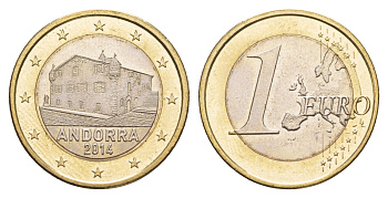 Андорра 1 евро 2014 KM 526 биметалл UNC 4654-832