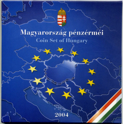 Венгрия государственный набор из 8 монет 2004 вступление Венгрии в Евросоюз, официальный выпуск, в оригинальном картонном буклете, тираж 7000 экз.    PROOF  00-000-00