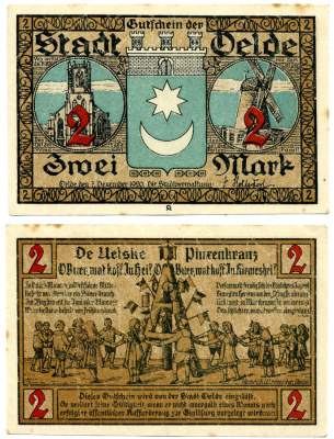 Эльде 2 марки 1920 7 декабря 1920, нотгельд, земля Северный Рейн-Вестфалия Grabowski 1007.1 бумага 2195-14-1-2