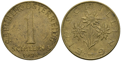 Австрия 1 шиллинг 1978 KM 2886 алюминиевая бронза 4138-433