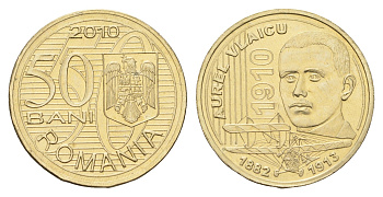 Румыния 50 бань (бани) 2010 100 лет первому полету Аурела Влайка KM 259 никель латунь UNC 4662-254