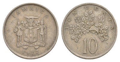 Ямайка 10 центов 1977 бабочка KM 47 медно-никель 4624-944