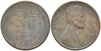 США 1 ЦЕНТ 1955 D, ЛИНКОЛЬН KM А132 медь цинк 218-646