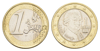 Австрия 1 евро 2009 Вольфганг Амадей Моцарт KM 3142 биметалл aUNC 4629-415