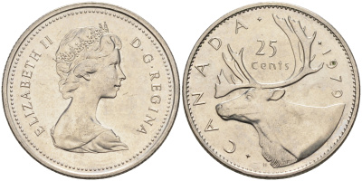Канада 25 центов 1979 Елизавета II, олень KM 74 никель    4150-452