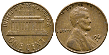 США 1 цент 1961 D, Авраам Линкольн KM 201 медь цинк 93-1225