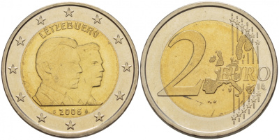 Люксембург 2 евро 2006 25-летие принца Гийома KM 88 биметалл UNC 1094-6-35