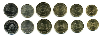 Северная Македония лот из 6 монет 1993-2008 животные, 50, 10, 5, 2, 1 денар и 50 дени UNC M75-12