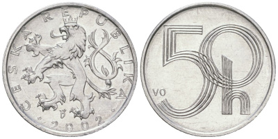 Чехия 50 геллеров 2002 b’ KM 3 алюминий aUNC 4528-536