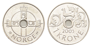 Норвегия 1 крона 2003 Харальд V (1991- ) KM 462 медно-никель 4706-942