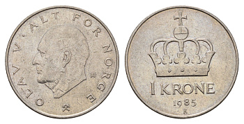 Норвегия 1 крона 1985 Улаф V (1957-1991) KM 419 медно-никель 190-932