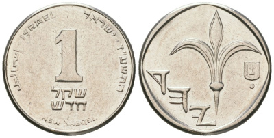 Израиль 1 новый шекель 1985 JE 5745 KM 160 медно-никель aUNC 4609-749