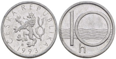 ЧЕХИЯ 10 ГЕЛЛЕРОВ 1993 KM 6 алюминий 84-363