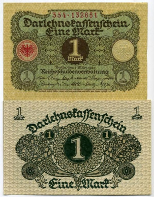 Германия 1 марка 1920 1 марта 1920, серия 237 Pick 58, Розенберг 64 бумага UNC( пресс) 450-36-2