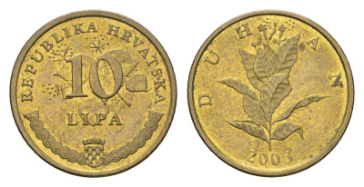 Хорватия 10 лип 2003 нечетный год KM 6 сталь плакированная латунью UNC 4659-716