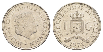 Нидерландские Антильские острова (Нидерландские Антилы) 1 гульден 1971 Юлиана (1948-1980) KM 12 никель 4646-645
