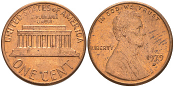США 1 ЦЕНТ 1979 D ЛИНКОЛЬН KM 201 медь-цинк 188-215