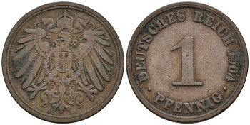 Германия 1 пфенниг 1904 A KM 10, J. 10 медь 4567-1163