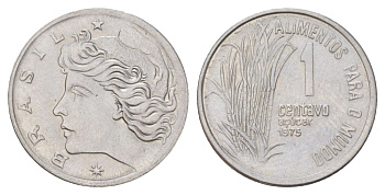 Бразилия 1 сентаво 1975 ФАО - Сахарный тростник KM 585 нержавеющая сталь UNC 4627-959