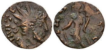 Римская Империя, императоры в Галлии антониниан 272 - 273 Тетрик, IMP TETRICVS P F AVG, бюст императора / HILARITAS AVGG, Хиларитата, персонификация Радости, локальная чеканка в Галлии RIC 80 биллон 1073-25-103