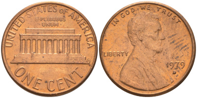 США 1 ЦЕНТ 1979 D ЛИНКОЛЬН KM 201 медь-цинк 188-215