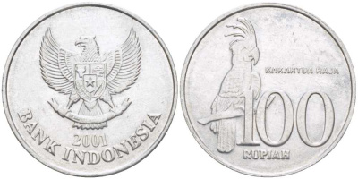 Индонезия 100 рупий 2001 черный пальмовый какаду KM 61 алюминий 213-644