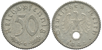 Германия 50 рейхспфеннигов 1942 G KM 96, J. 372 алюминий 413-5313