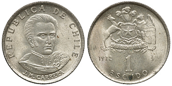 Чили 1 эскудо 1972 Хосе Мигель Каррера KM 197 медно-никель 4118-314