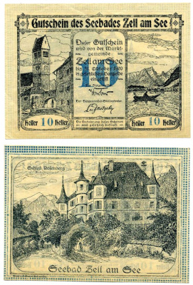 Цель-ам-Зее, Австрия 10 геллеров 1920 31 октября 1920, нотгельд бумага 2193-26-1-1