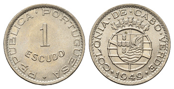 Кабо-Верде 1 эскудо 1949 KM 7 никель латунь UNC 1519-144