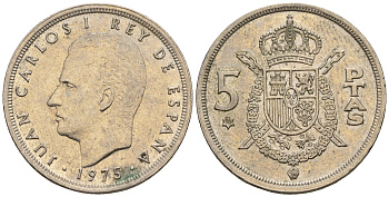 Испания 5 песет 1975 (80) Хуан Карлос I (1975-2014) KM 807 медно-никель 259-154