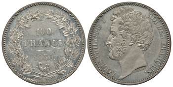 Франция 100 франков 1830 Луи-Филипп I, пробная монета, ESSAI Gadoury 1126; Mazard 1056 цинк PROOF 00-811-14