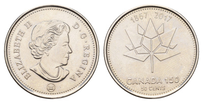 Канада 50 центов 2017 150 лет Конфедерации Канада KM 2303 сталь плакированная никелем BU 4678-1223