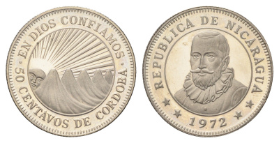 Никарагуа 50 сентаво 1972 KM 19.3 медно-никель PROOF 4127-1511