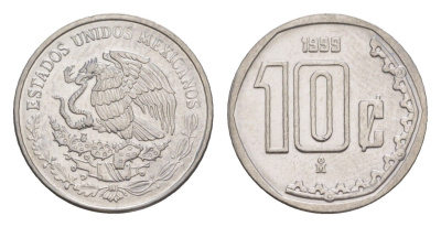 Мексика 10 сентаво 1999 Mo KM 547 нержавеющая сталь UNC 4636-461
