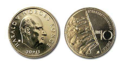 Норвегия 10 крон 2013 100 лет избирательному праву KM 488 медно-цинк-никель UNC 95-412