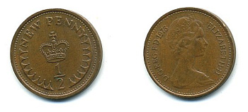 Великобритания 1/2 пенни 1973 Елизавета II (1952-2022) КМ 914, Spink 4239 бронза 4110-1659