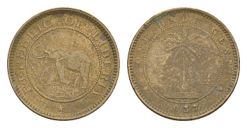 Либерия 1/2 цента 1937 KM 10 латунь 4614-816