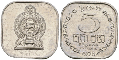 Шри-Ланка 5 центов 1978 KM 139a алюминий 4136-659