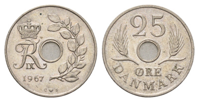 Дания 25 эре 1967 С; S, Фредерик IX (1947-1972) KM 855.1 медно-никель 4641-1214