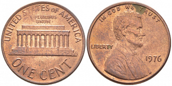 США 1 ЦЕНТ 1976 ЛИНКОЛЬН KM 201 медь цинк 105-1053