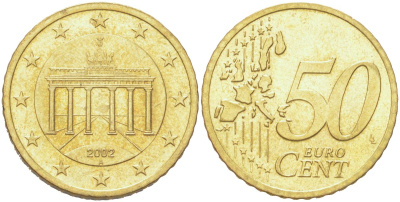 Германия 50 евроцентов 2002 KM 212 нордик UNC 4126-116