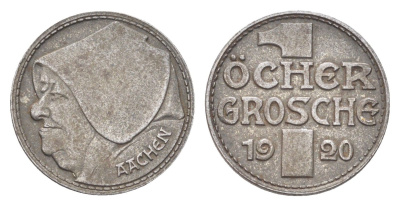 Аахен 10 пфеннигов = 1 грош 1920 Men05 70.15, Men18 99.15, Funck 1.5A железо 4708-738