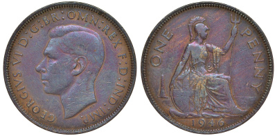 Великобритания 1 пенни 1946 Георг VI (1936-1952) KM 845, Spink 4114 бронза 4123-944
