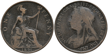 Великобритания 1 пенни 1896 Виктория (1837-1901) KM 790, Spink 3961 бронза 32-821