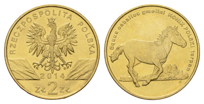 Польша 2 злотых 2014 серия сохраним природу, польский коник Y 896 нордик UNC 3459-714