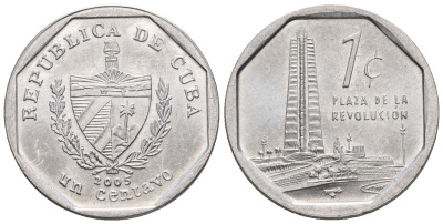Куба 1 сентаво 2005 KM 33.3, Y 27, Schoen A31 алюминий 4115-624