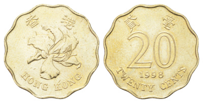 Гонконг 20 центов 1998 KM 67 никель латунь UNC 4701-237